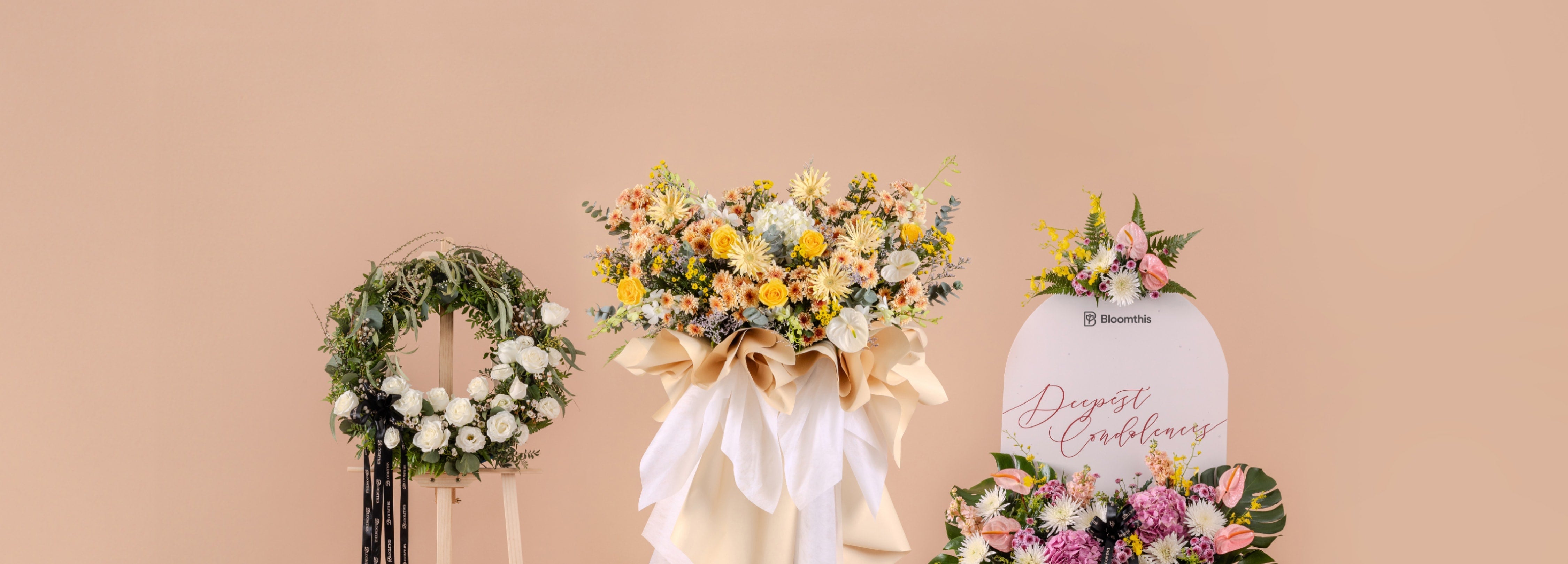 Calming condolence & funeral flowers by Bloomthis