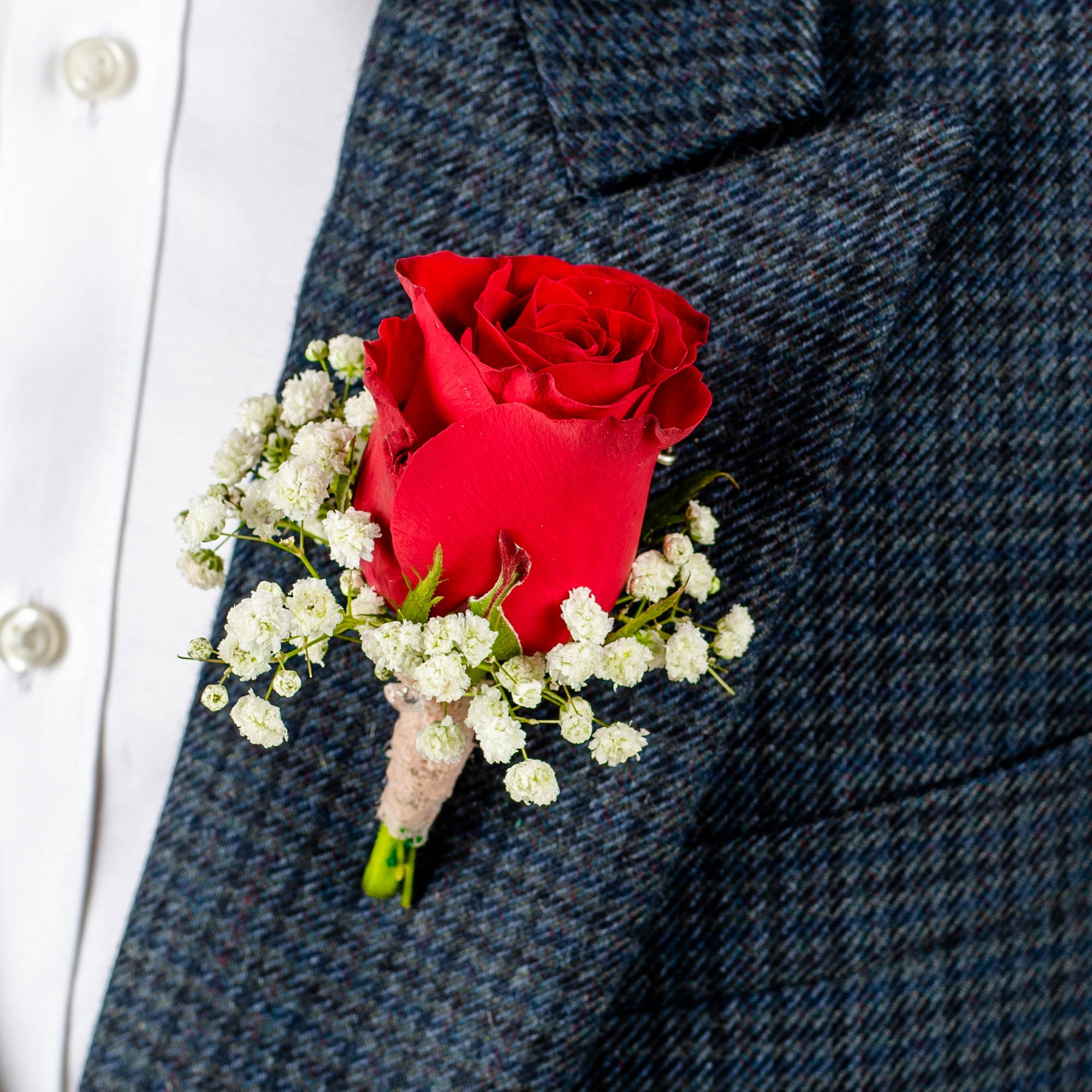 David Red Rose Boutonniere
