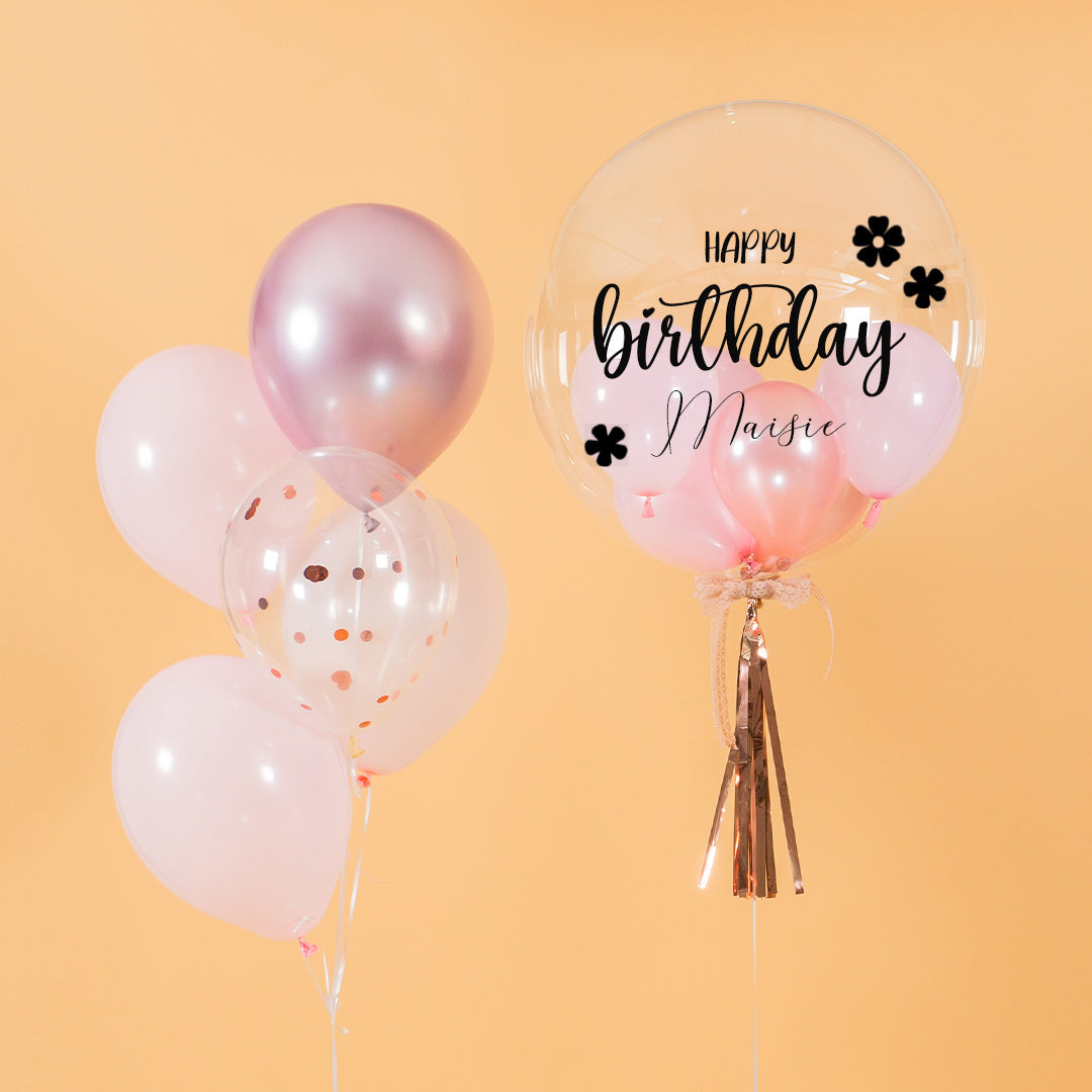 Pretty Pink Helium Birthday Balloon Bouquet (Single) (AO)
