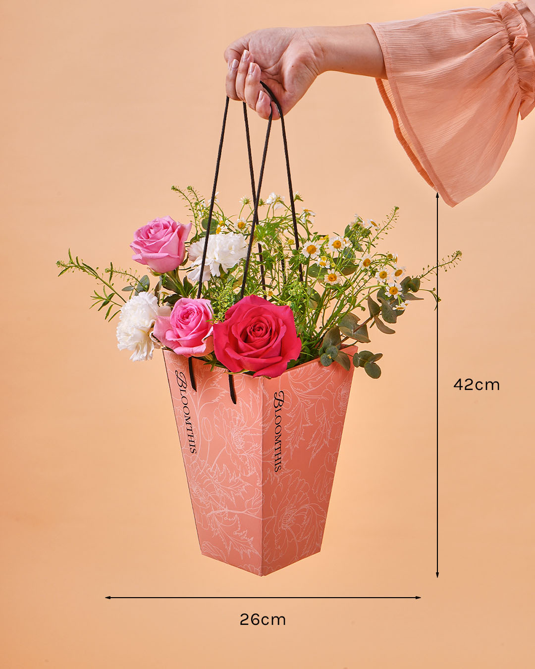 Imelda Cherry Pink Rose Mini BloomBag & Vase (MD)