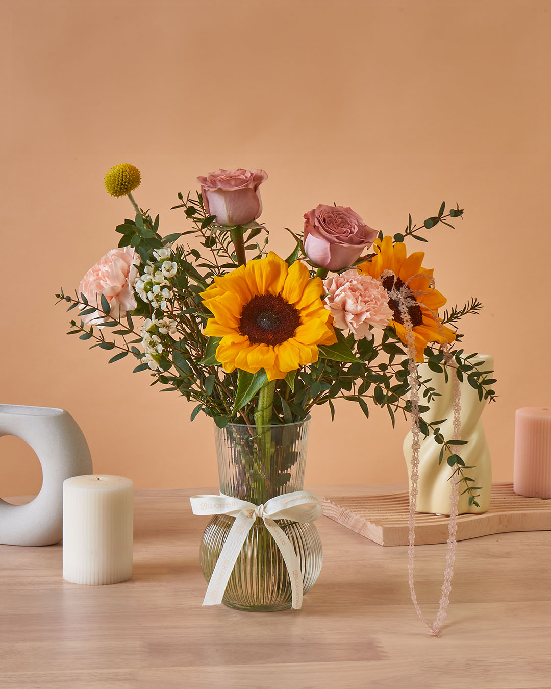 Iriana Yellow Sunflower & Rose Mini BloomBag & Vase (MD)