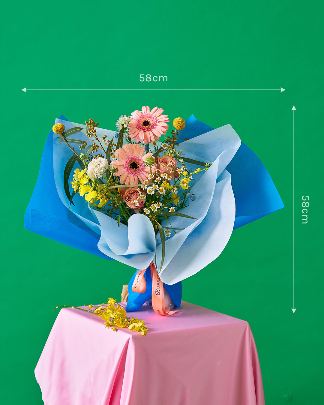 for the plot peach daisy bouquet