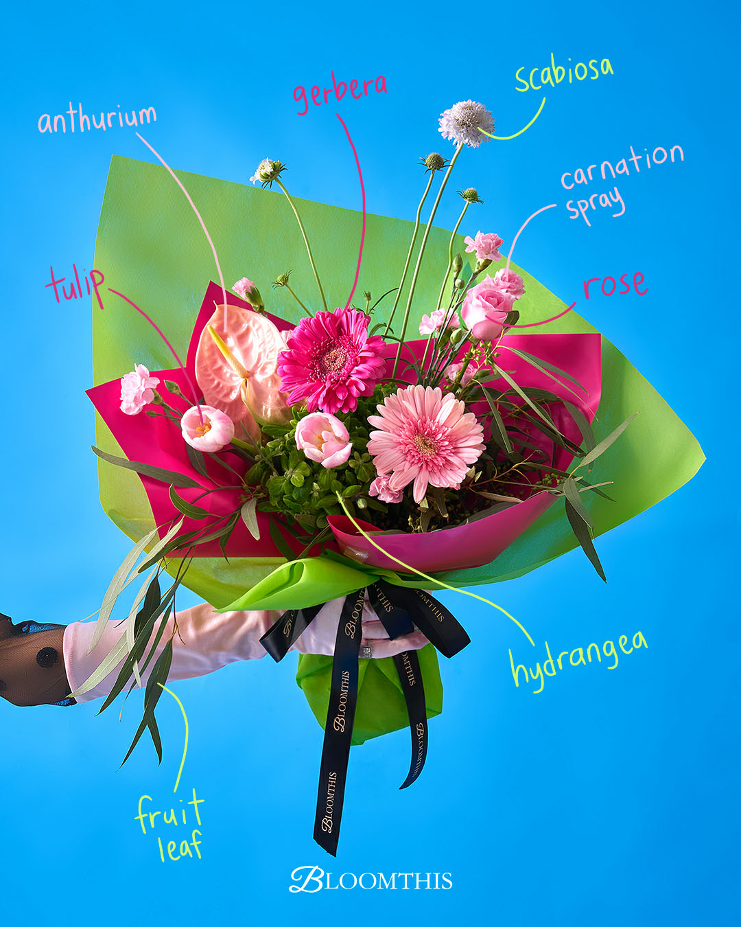 glow up pink tulip bouquet