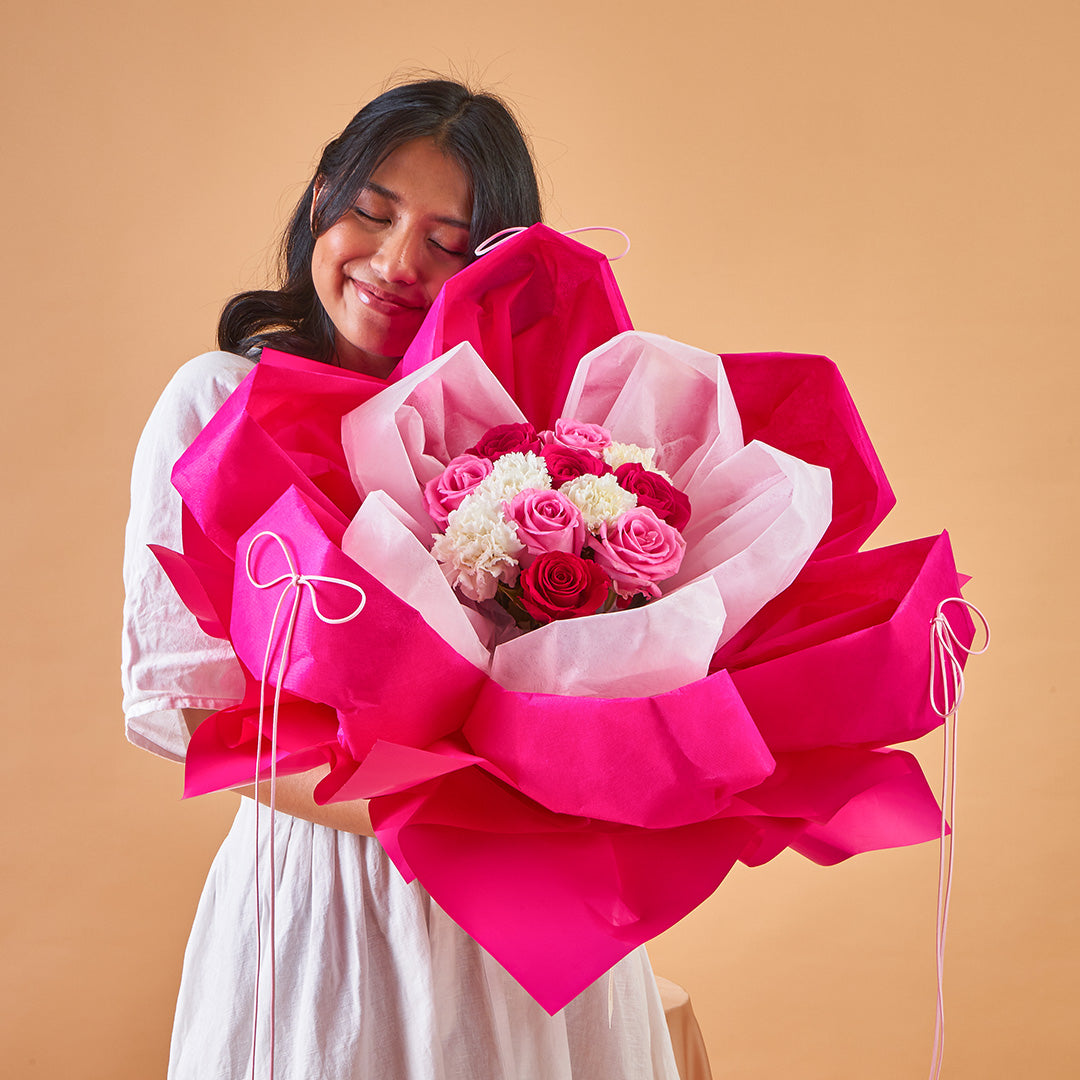 Imelda Cherry Pink Rose Petal Bouquet (MD)