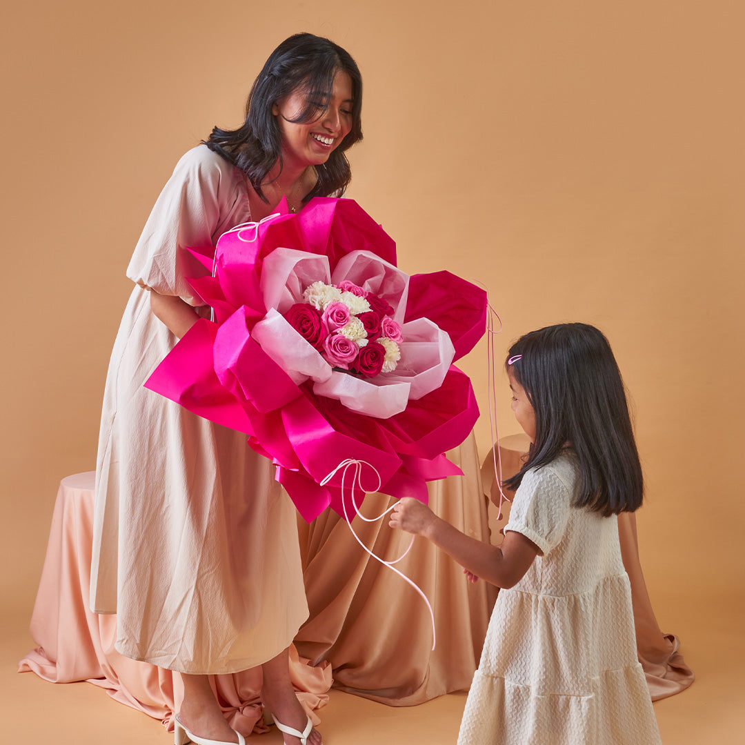 Imelda Cherry Pink Rose Petal Bouquet (MD)