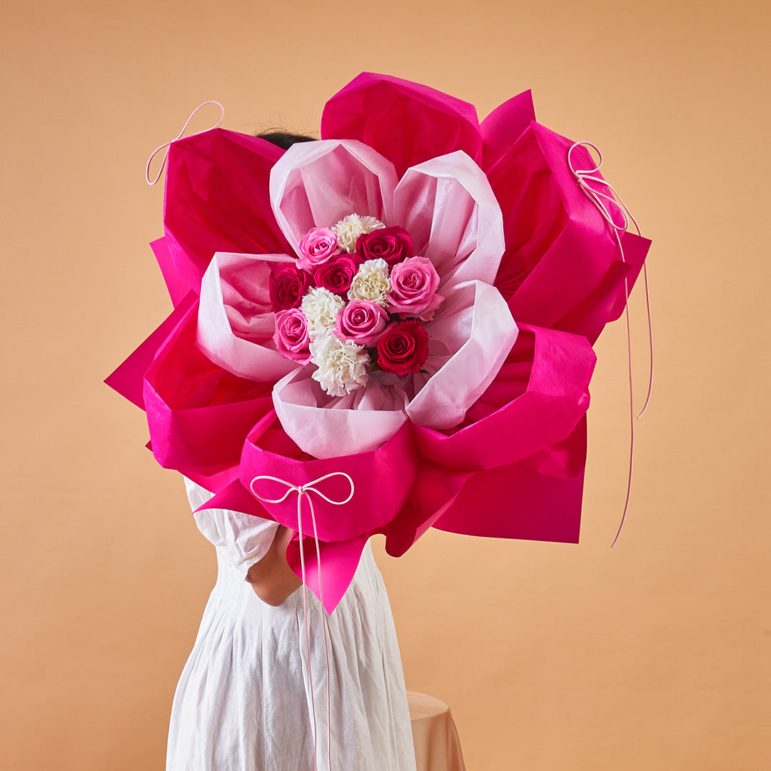 Imelda Cherry Pink Rose Petal Bouquet (MD)