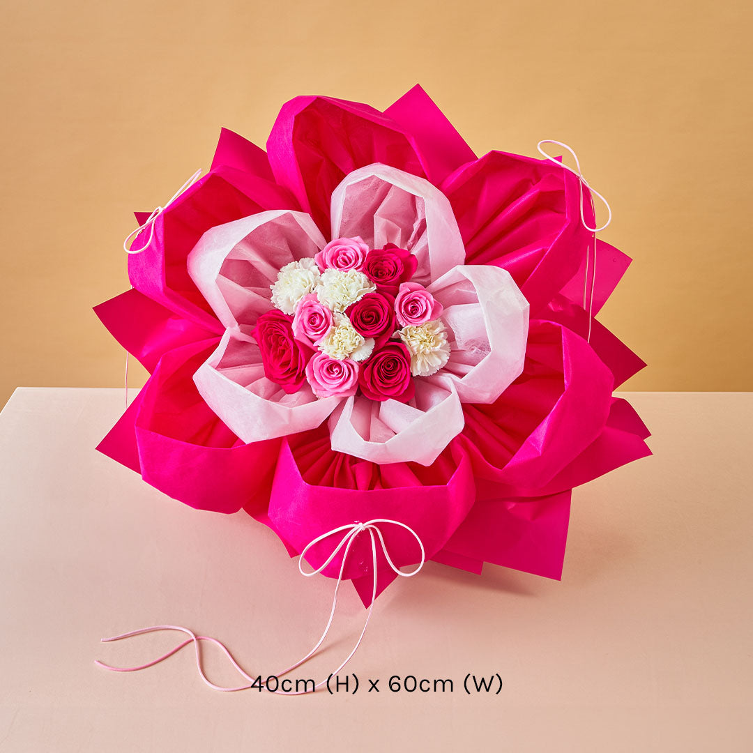 Imelda Cherry Pink Rose Petal Bouquet (MD)