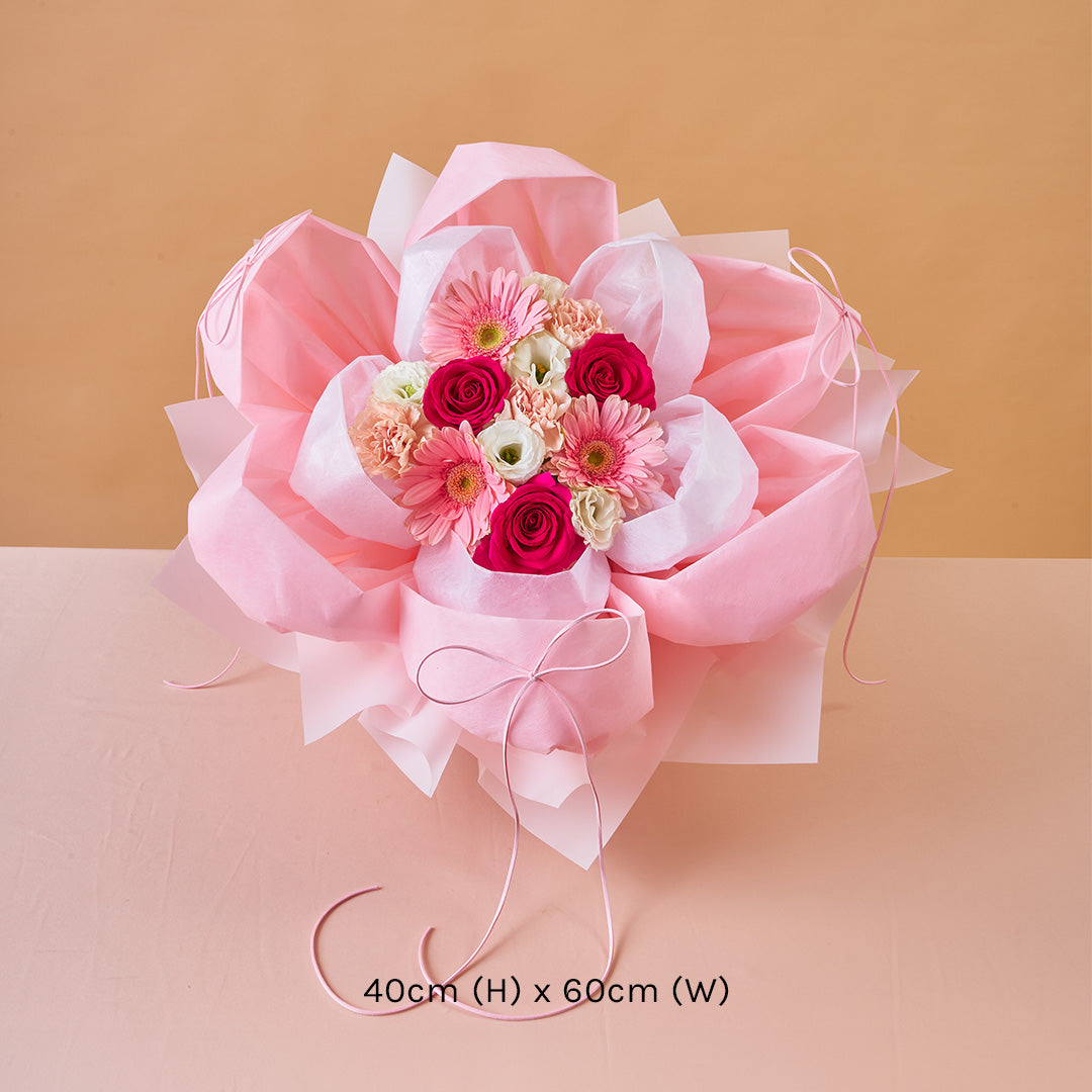 Imogen Pink Rose Petal Bouquet (MD)