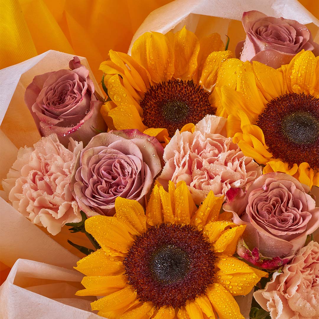 Iriana Yellow Sunflower & Rose Petal Bouquet (MDV)