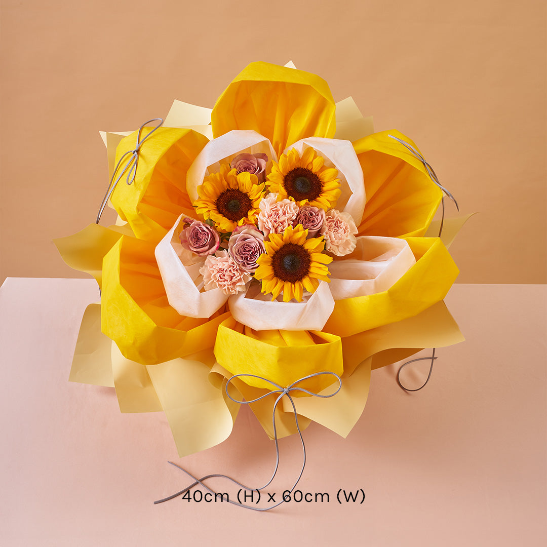 Iriana Yellow Sunflower & Rose Petal Bouquet (MD)