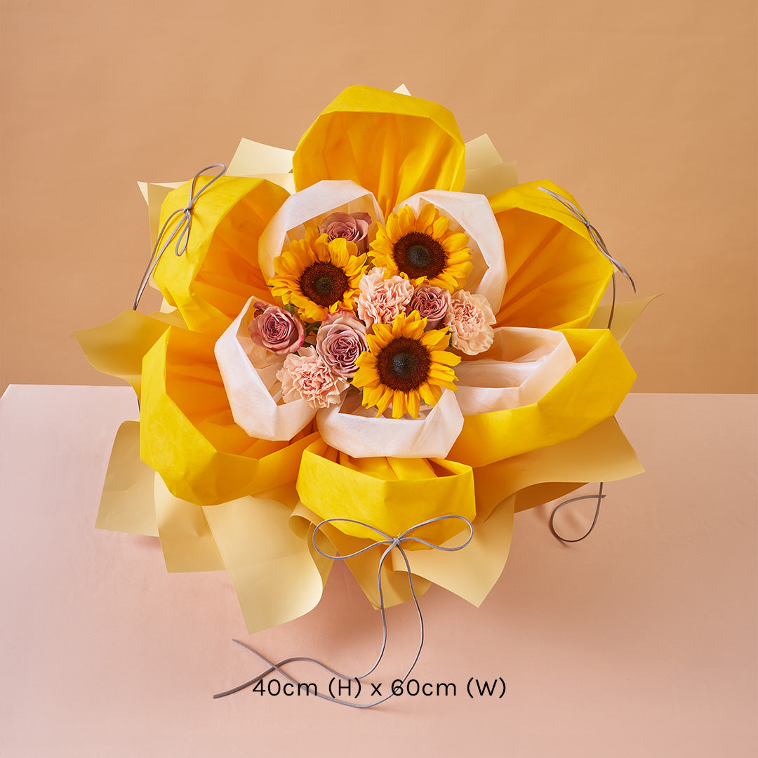 Iriana Yellow Sunflower & Rose Petal Bouquet