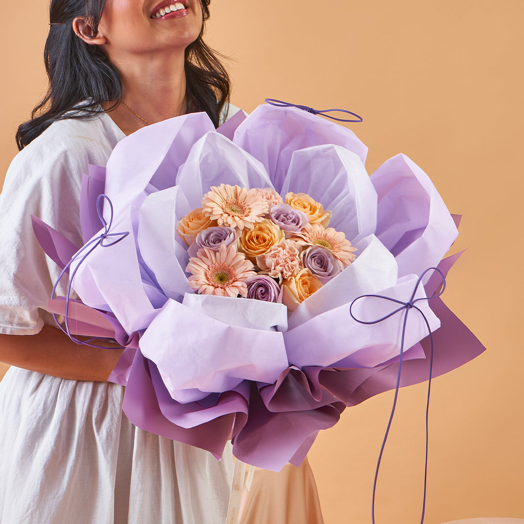 Ivonne Lilac Rose Petal Bouquet