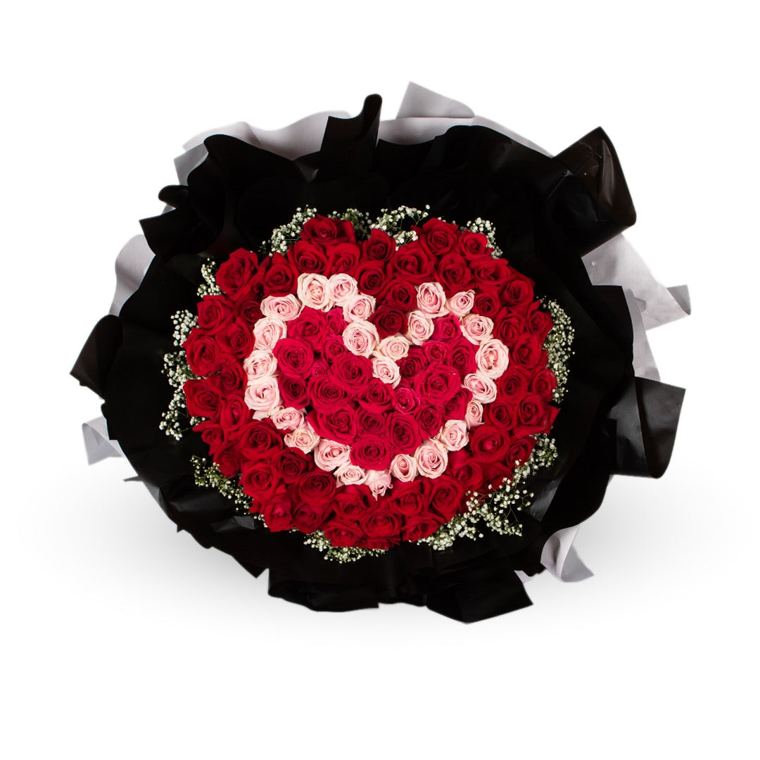 Treasure Pink & Red Rose Bouquet (VD)