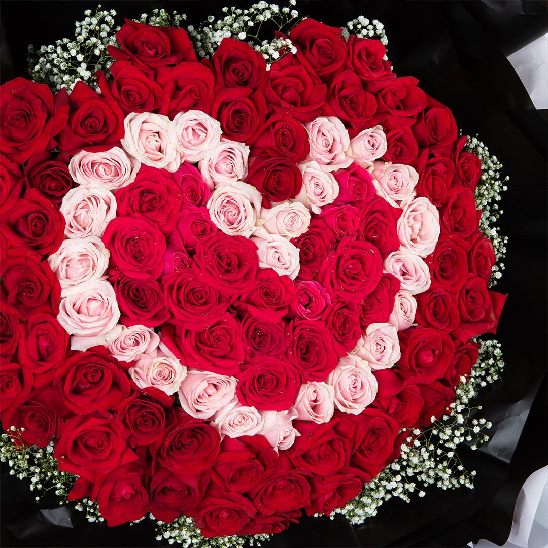 Treasure Pink & Red Rose Bouquet (VD)