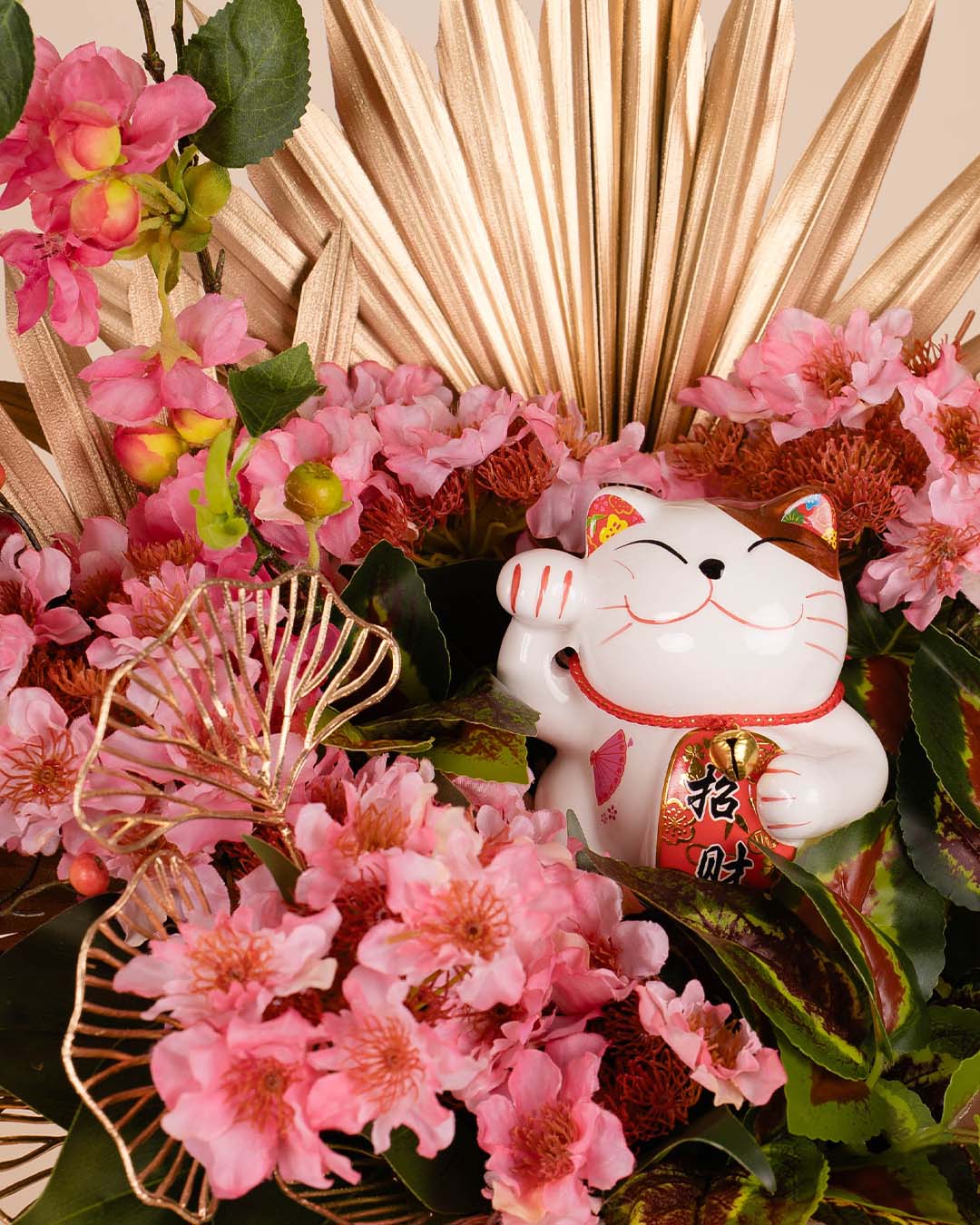 Fortune Cat Chinese New Year Artificial Flower Box 2026