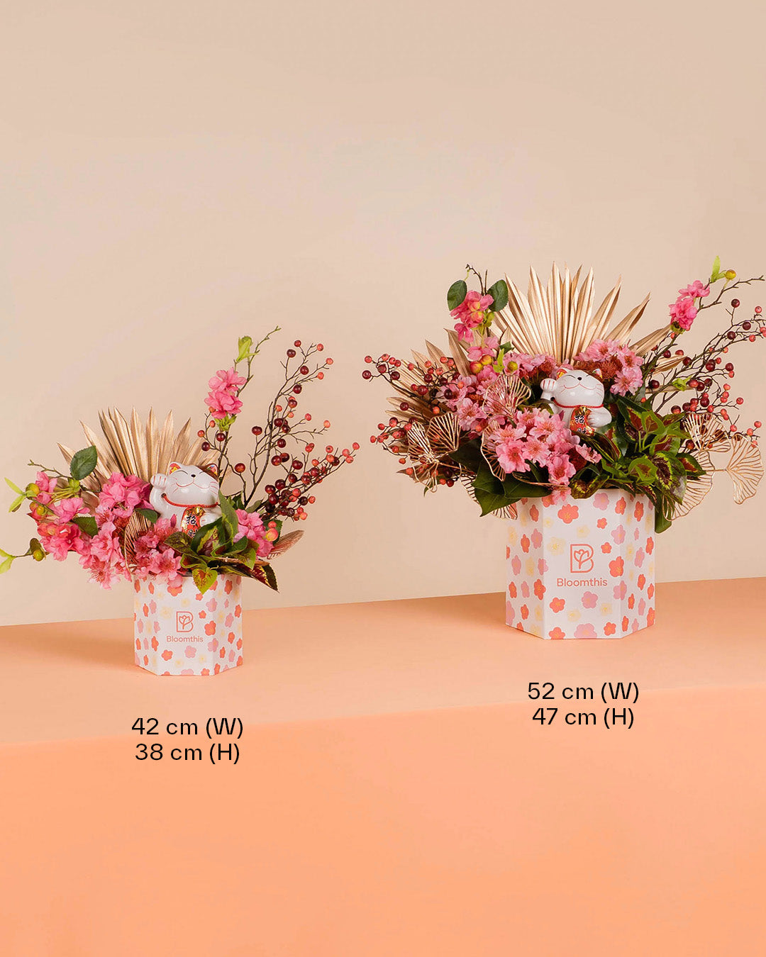 Fortune Cat Chinese New Year Artificial Flower Box 2026