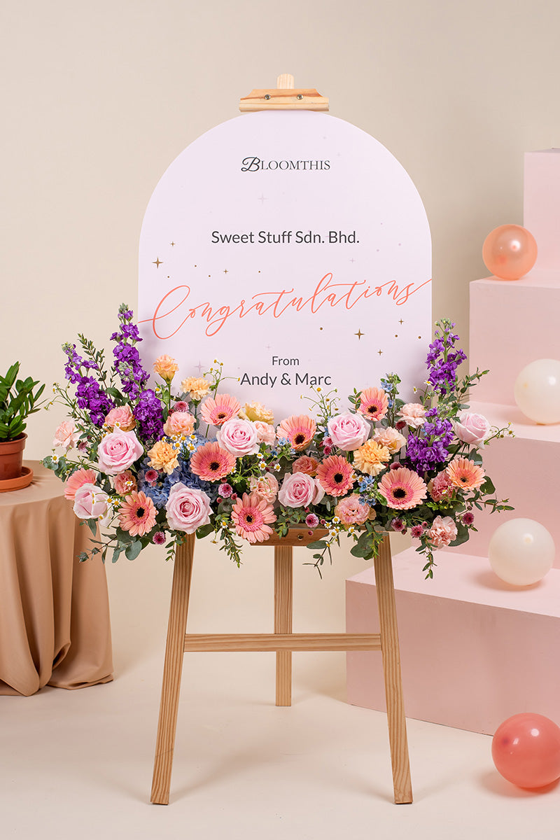 Amazing Peach Gerbera Grand Opening Flower Stand