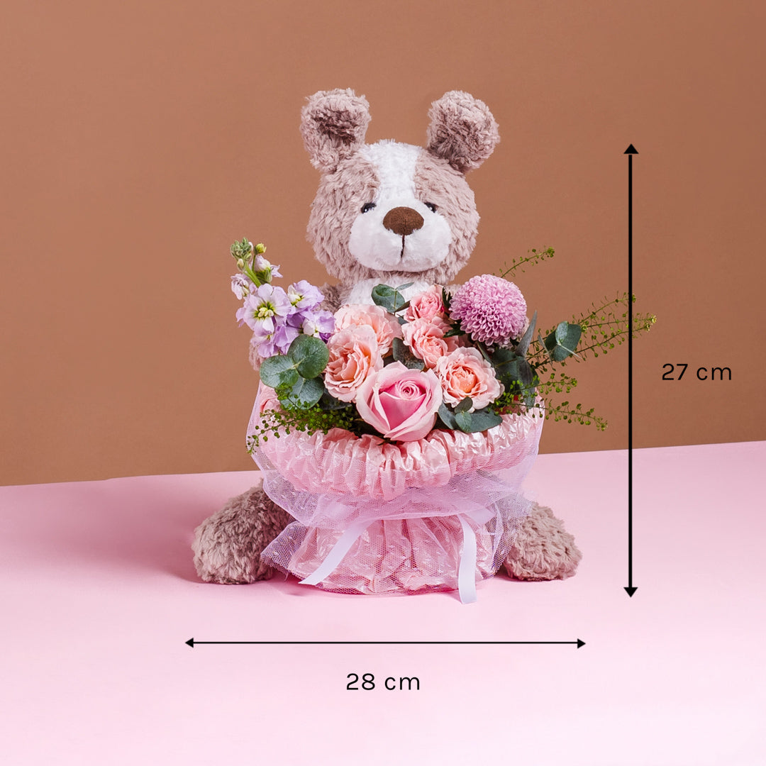 Avery Pink Rose Bouquet & Plushie Gift Set