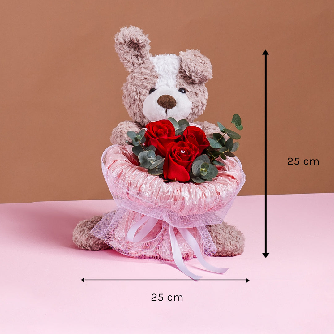 Avery Red Rose Bouquet & Plushie Gift Set