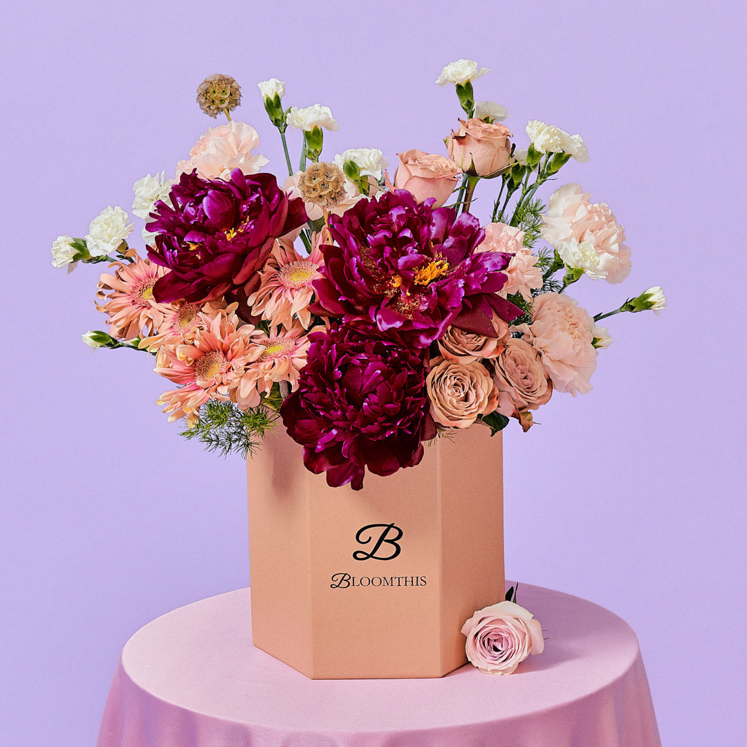 Adalynn Burgundy Peony Flower Box