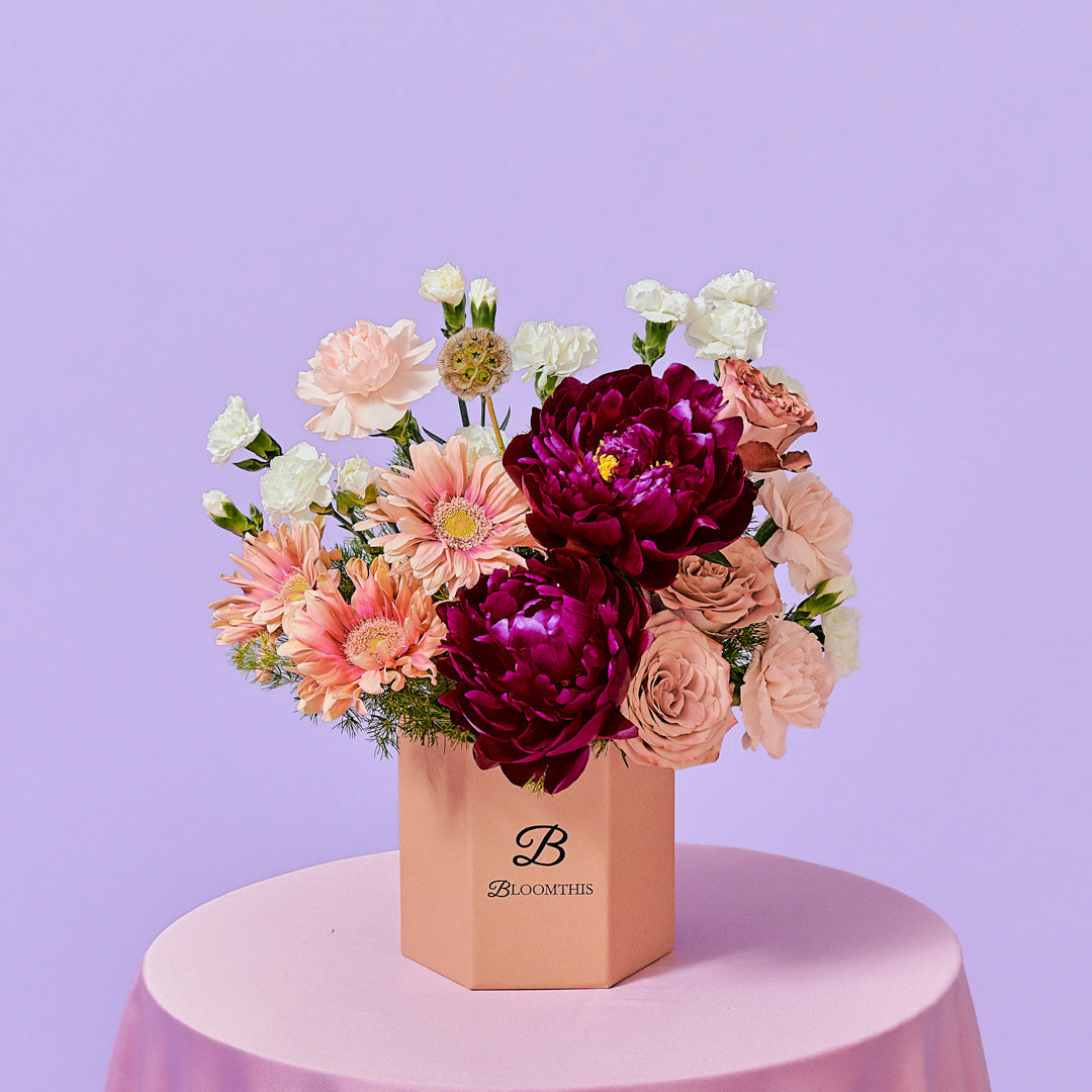 Adalynn Burgundy Peony Flower Box