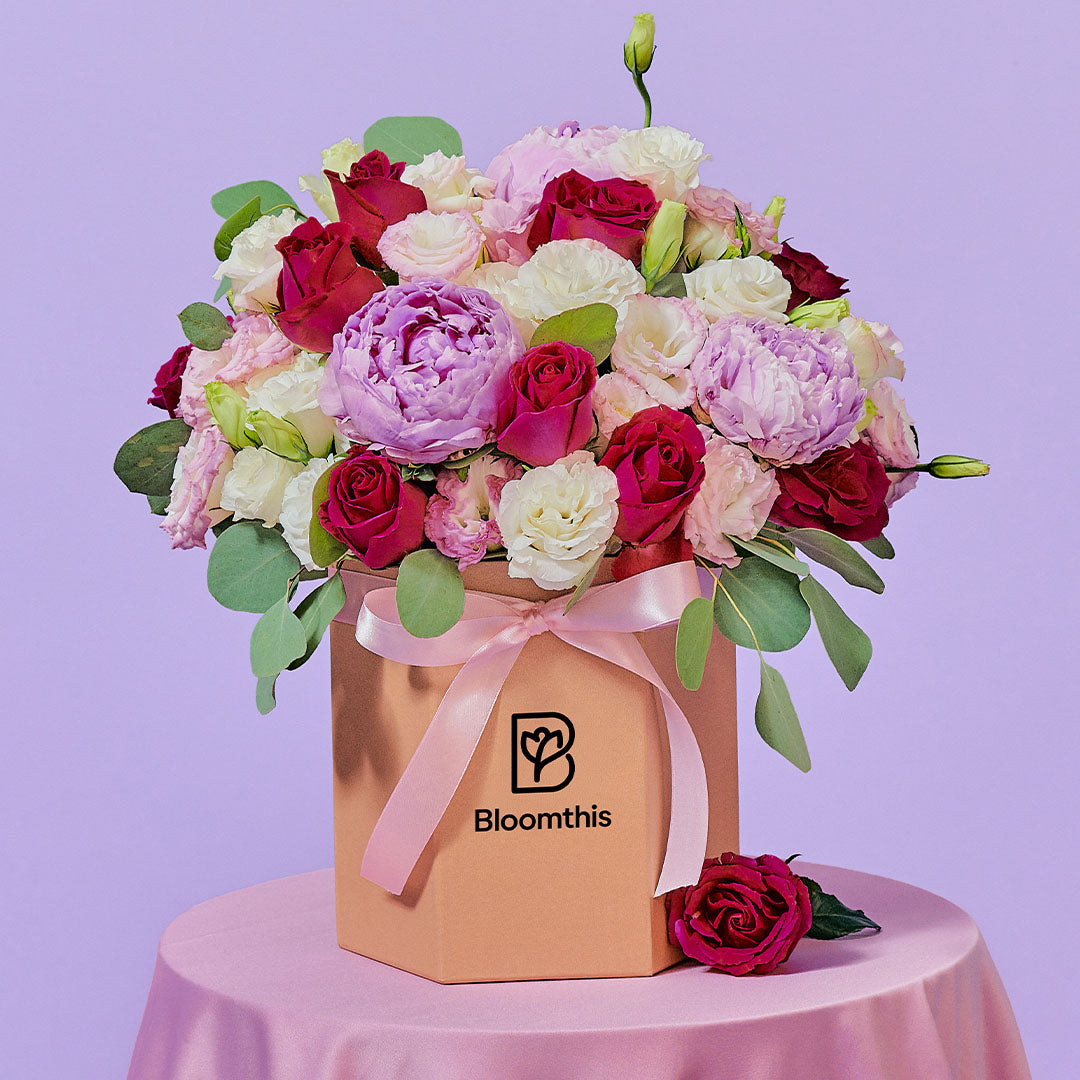 Alyssa Rose & Peony Flower Box | Free Delivery | Bloomthis