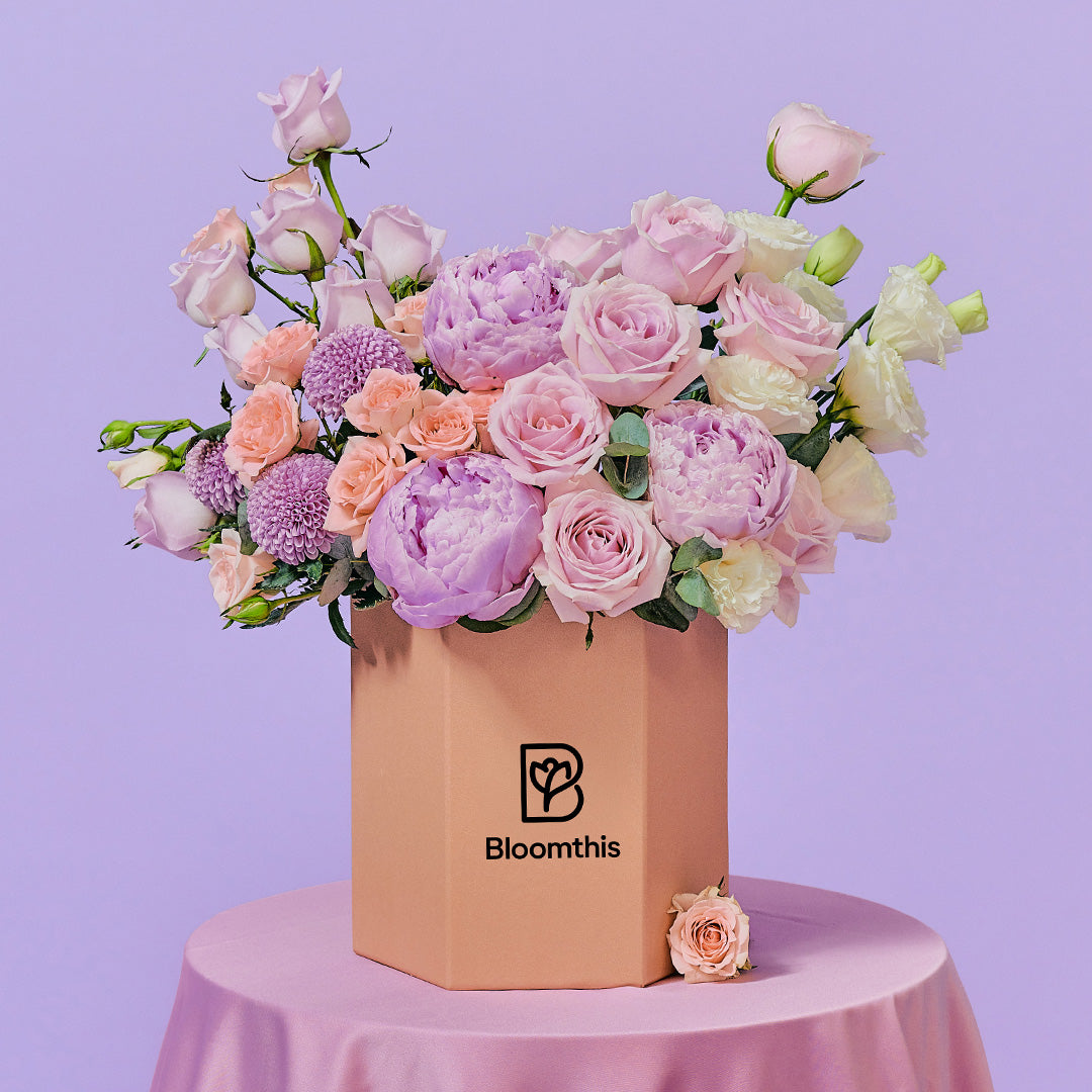 Arianna Pink Peony Flower Box | Free Delivery | Bloomthis