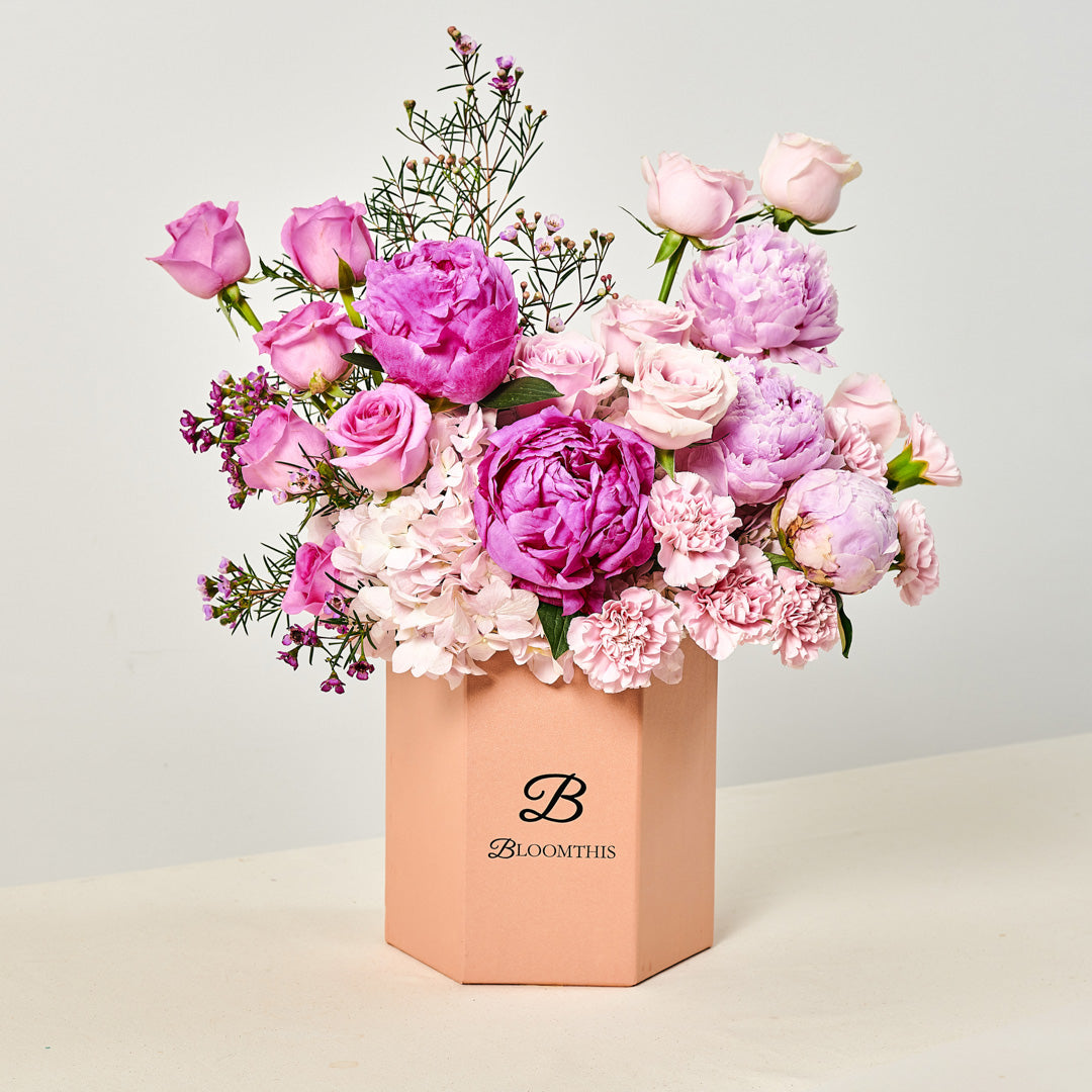 Aubrey Pink Peony Flower Box