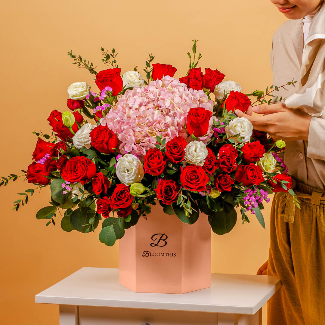 Erica Hydrangea & Rose Flower Box (VD)