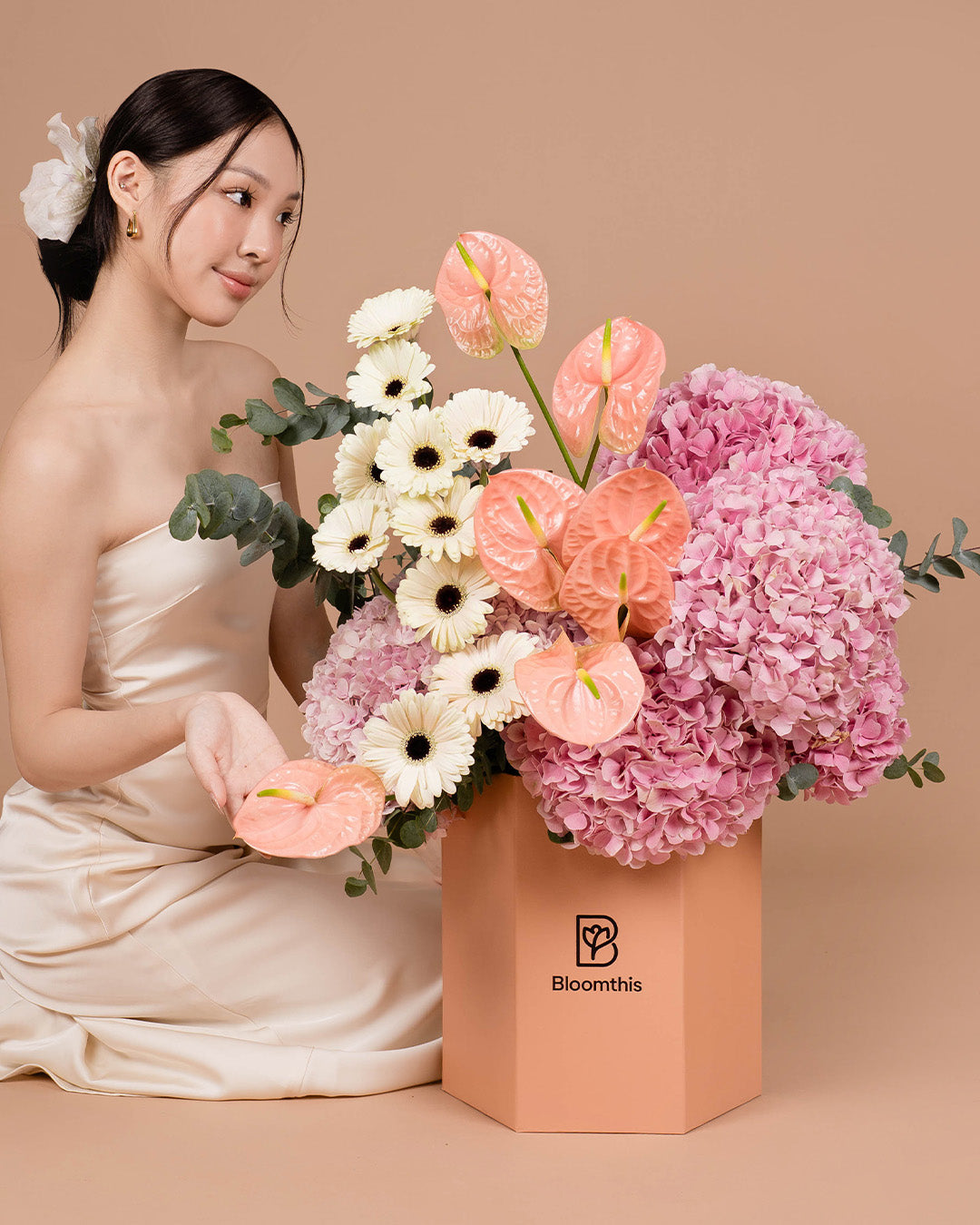 Luxe Aegean Pink Hydrangea Flower Box