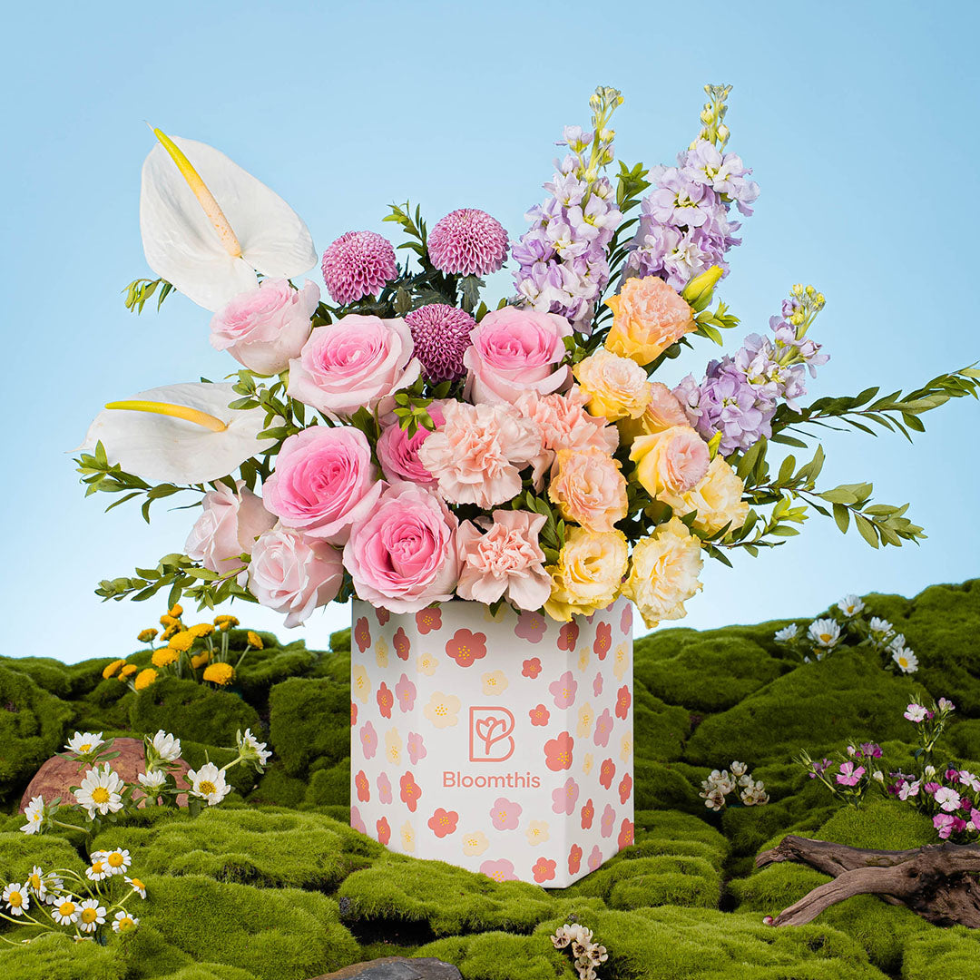 Spring Whimsy Haruka Pink Rose Flower Box