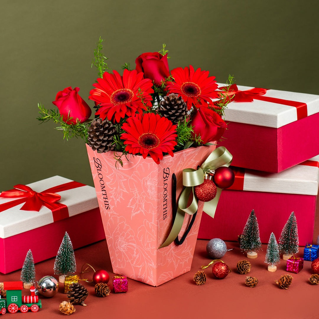 Angelica Red Gerbera Christmas Mini BloomBag