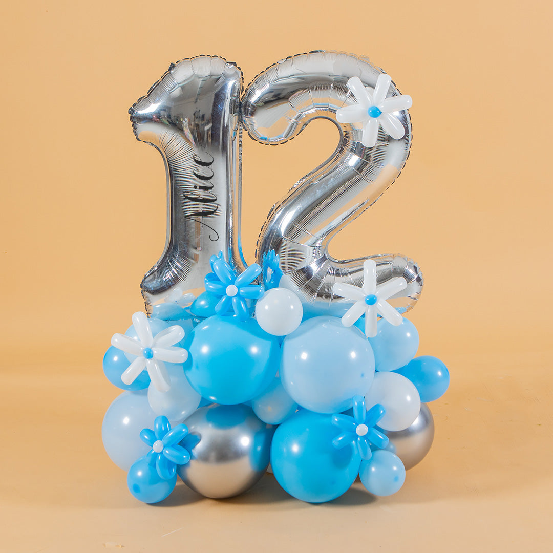 Baby Blue Marquee Number Birthday Balloon