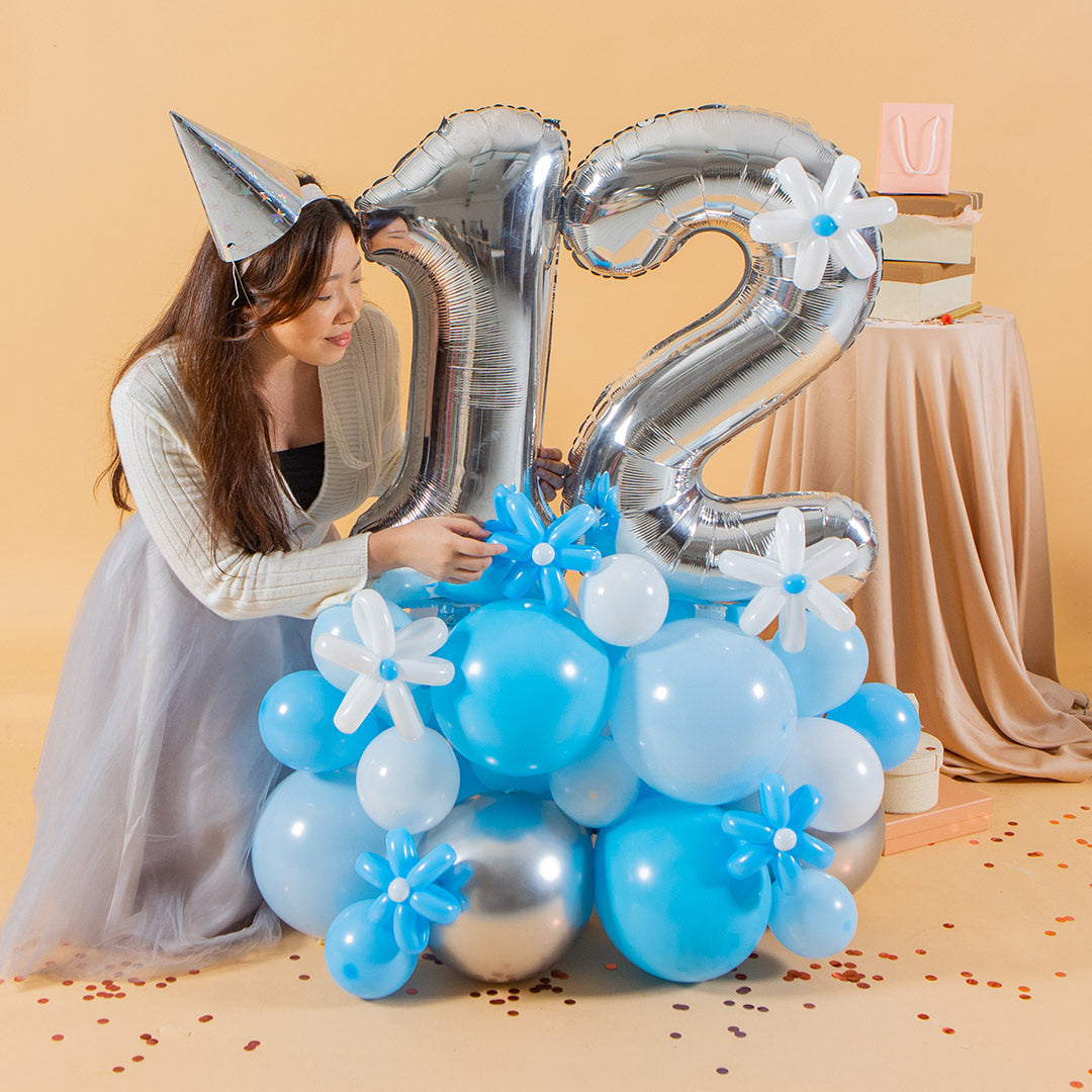 Baby Blue Marquee Number Birthday Balloon