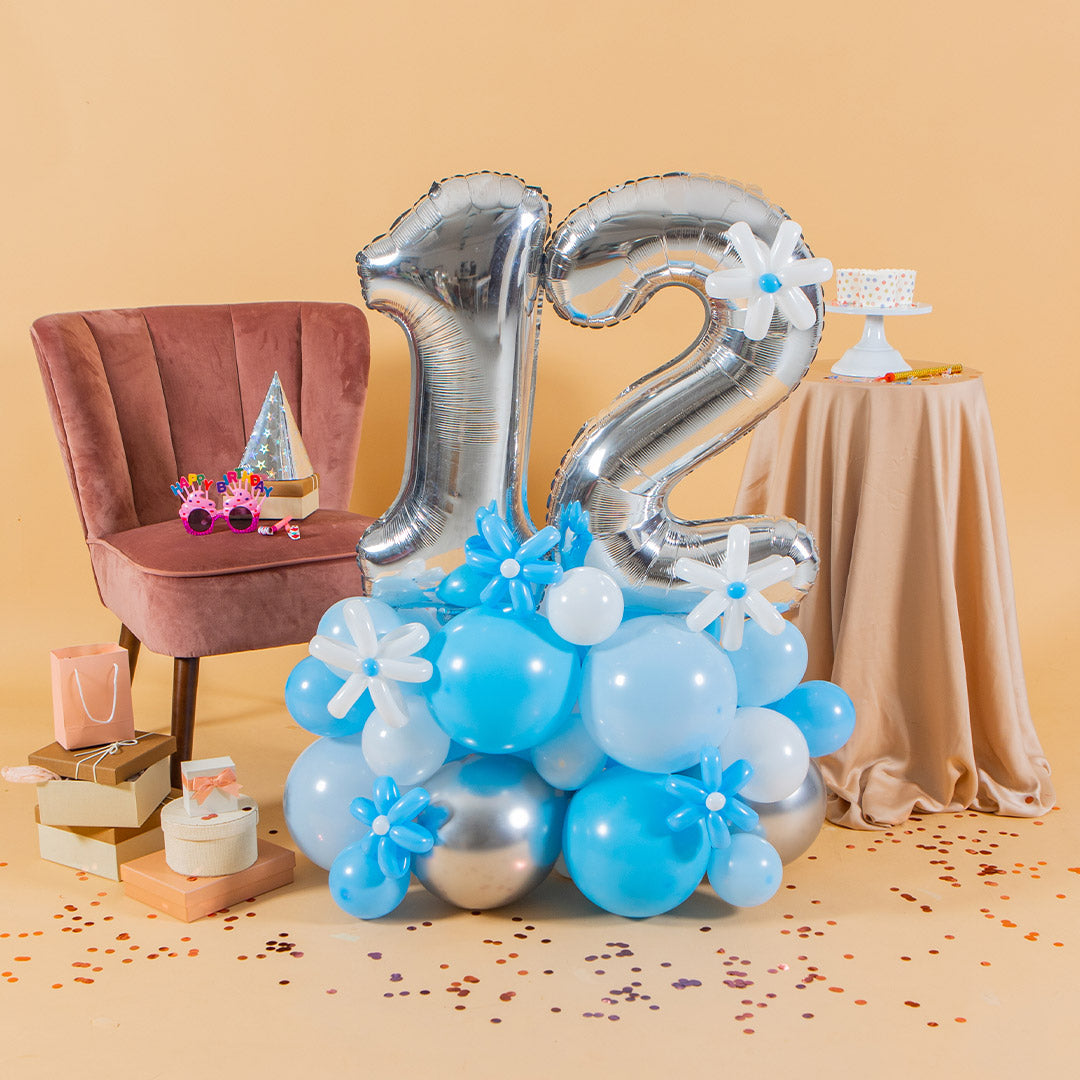 Baby Blue Marquee Number Birthday Balloon