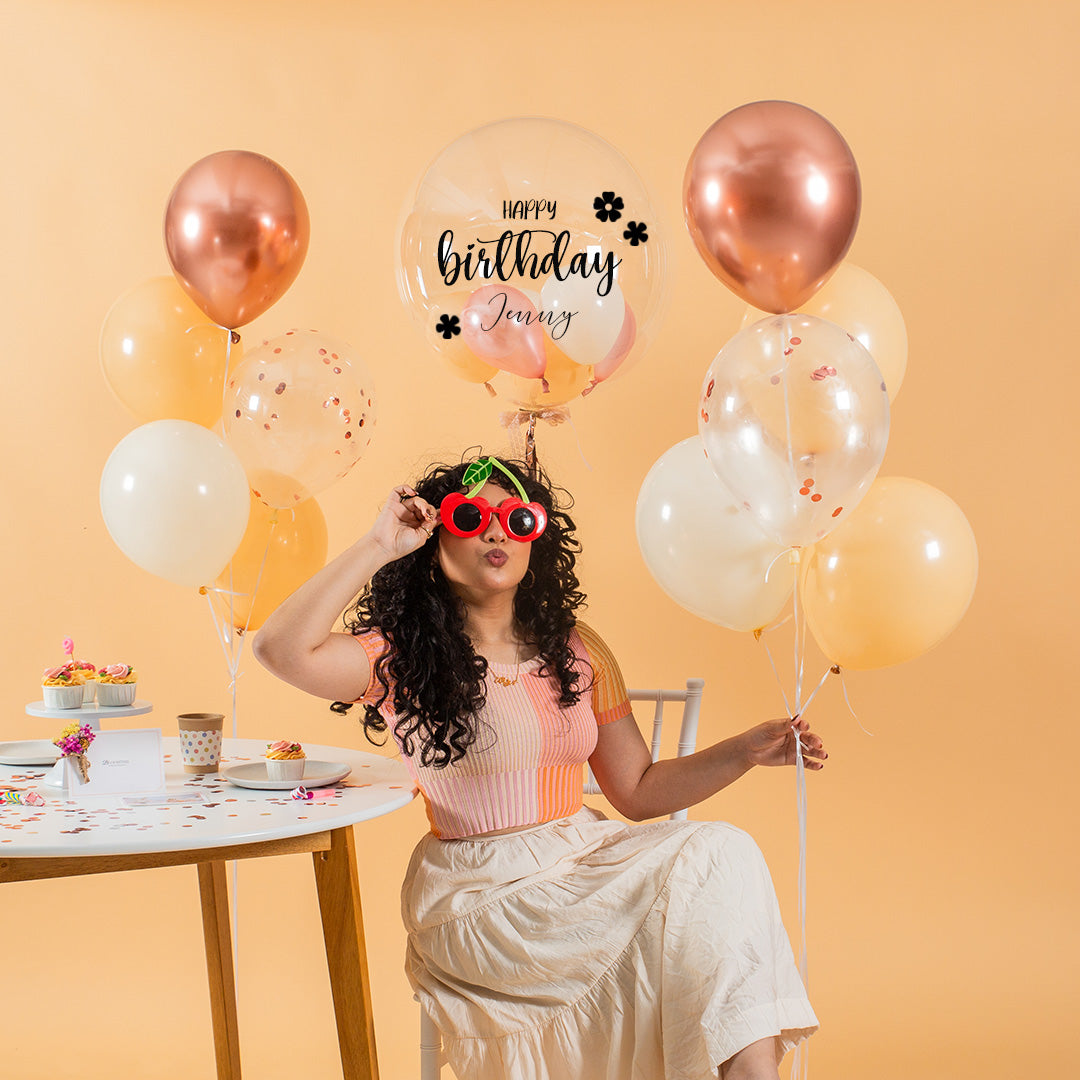 Eartha Beige Helium Birthday Balloon Set