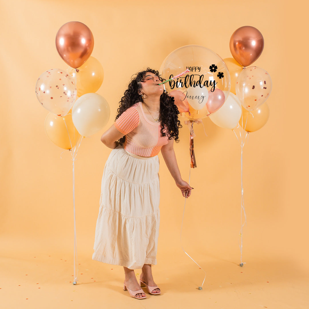 Eartha Beige Helium Birthday Balloon Set