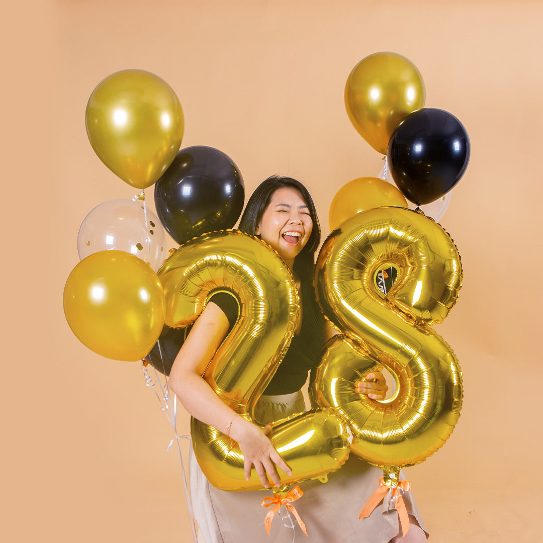 Glamour Gold Helium Foil Birthday Number Balloon