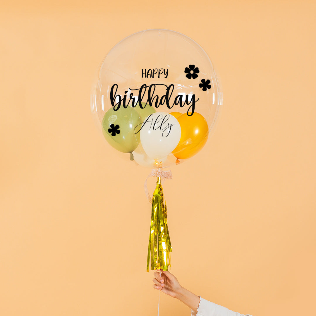 Olive Green Helium Bubble Birthday Balloon Set