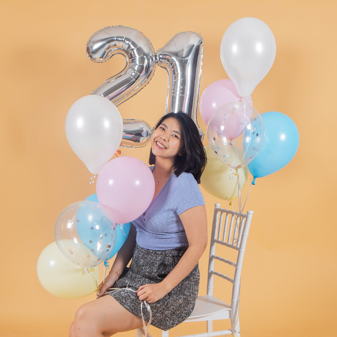 Pastel Candy Helium Foil Birthday Number Balloon