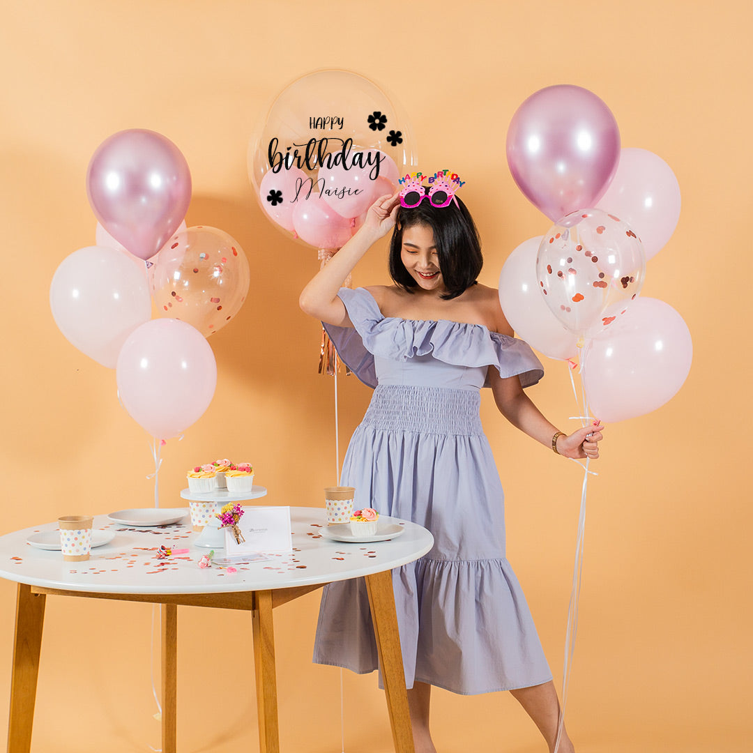 Pretty Pink Helium Birthday Balloon Bouquet