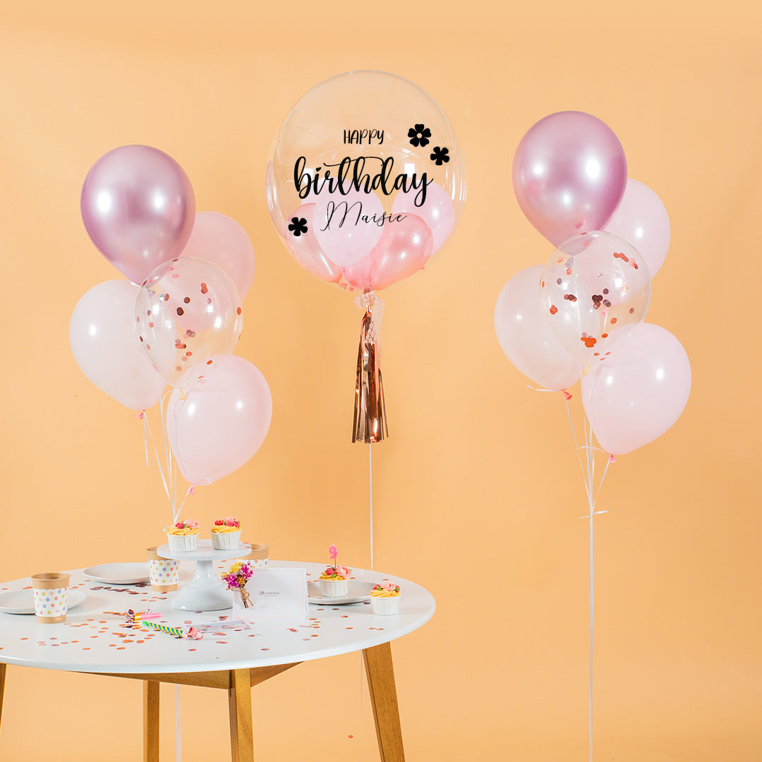 Pretty Pink Helium Birthday Balloon Bouquet