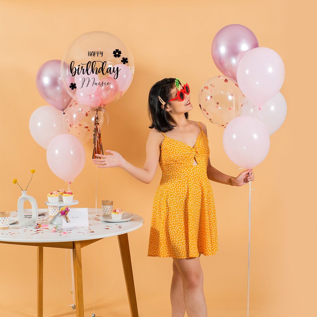 Pretty Pink Helium Birthday Balloon Bouquet