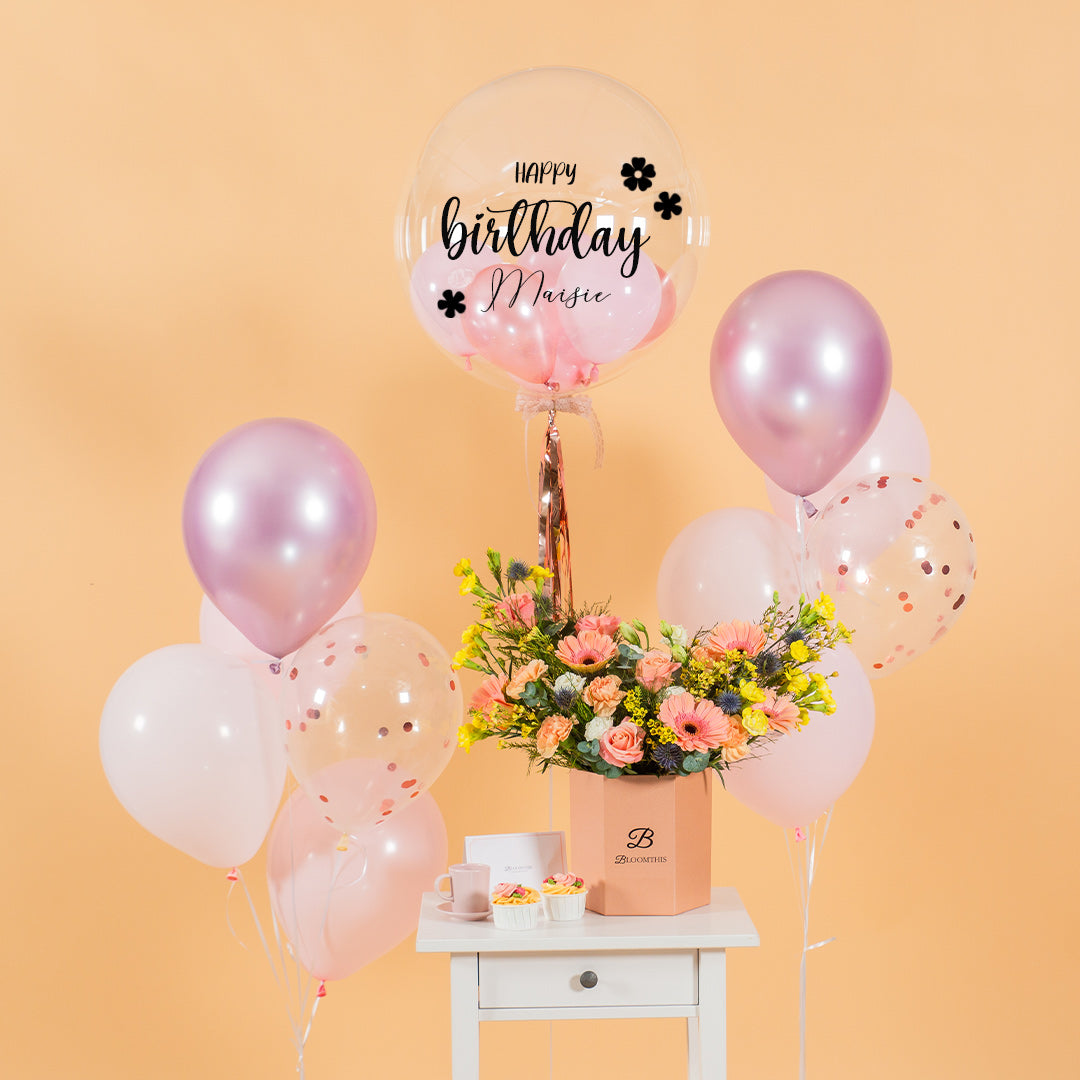 Pretty Pink Helium Birthday Balloon Bouquet