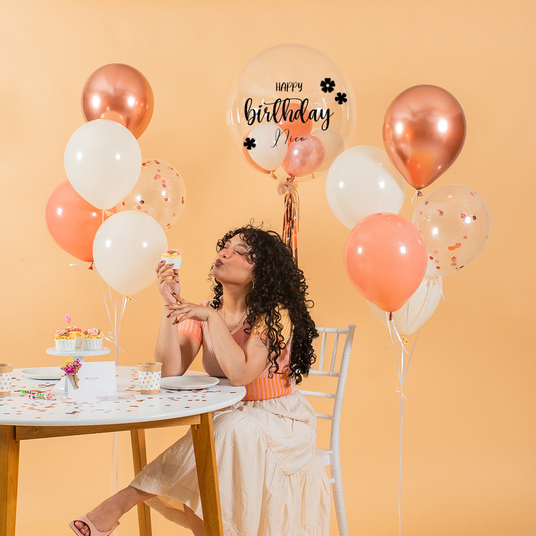 Rose Gold Helium Birthday Balloon Set