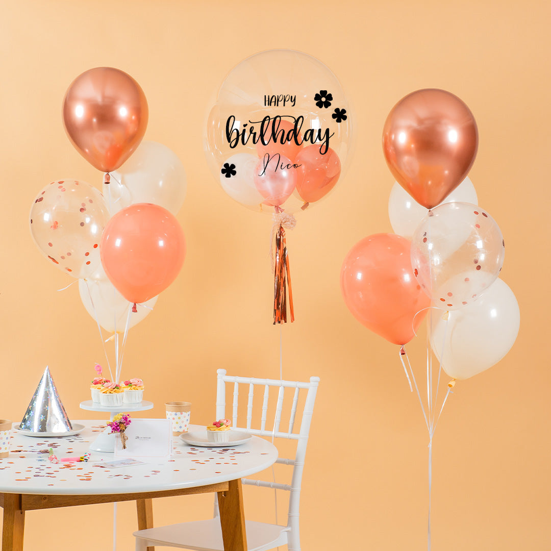 Rose Gold Helium Birthday Balloon Set