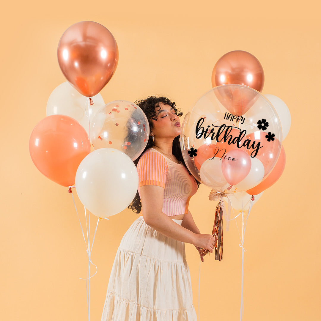 Rose Gold Helium Birthday Balloon Set