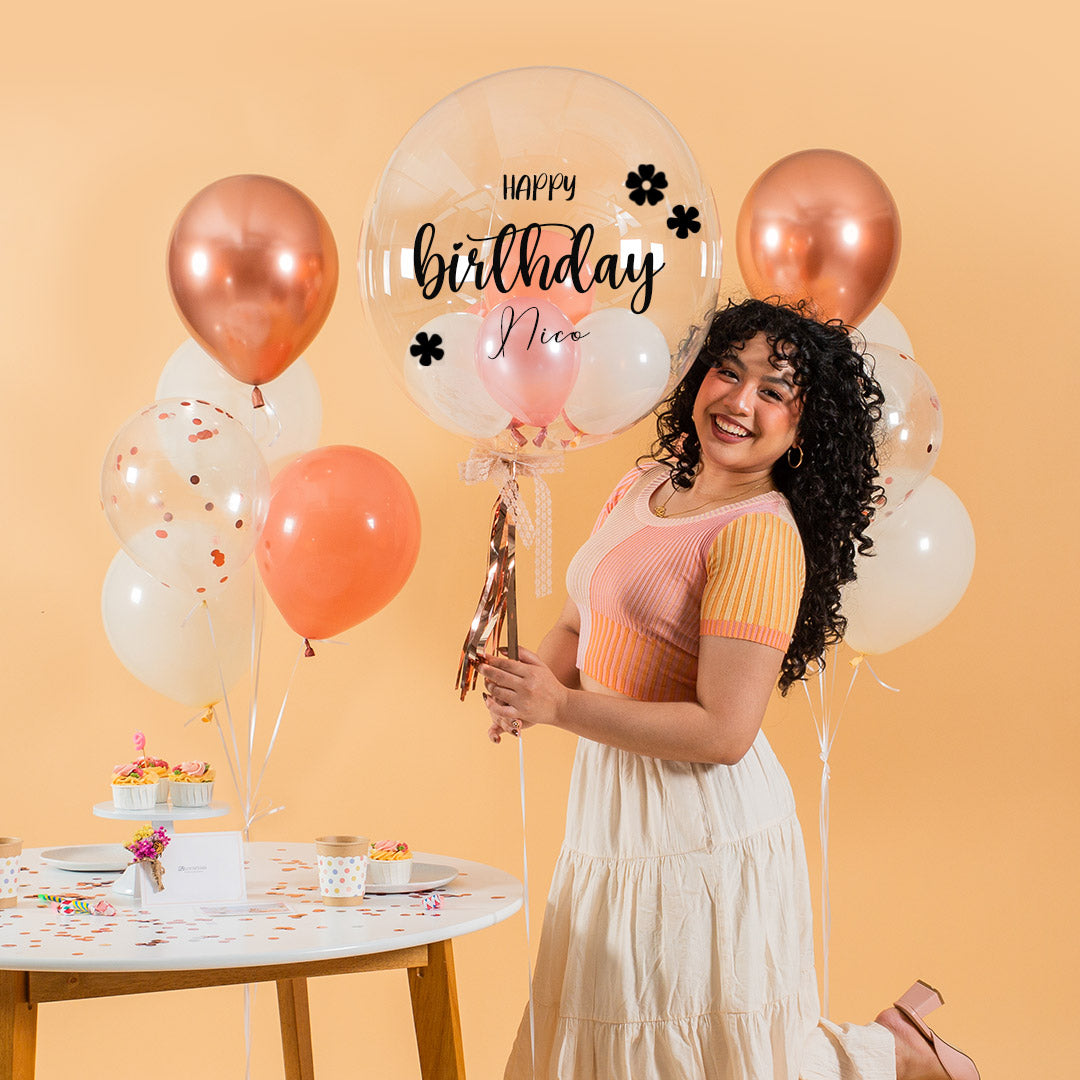 Rose Gold Helium Birthday Balloon Set