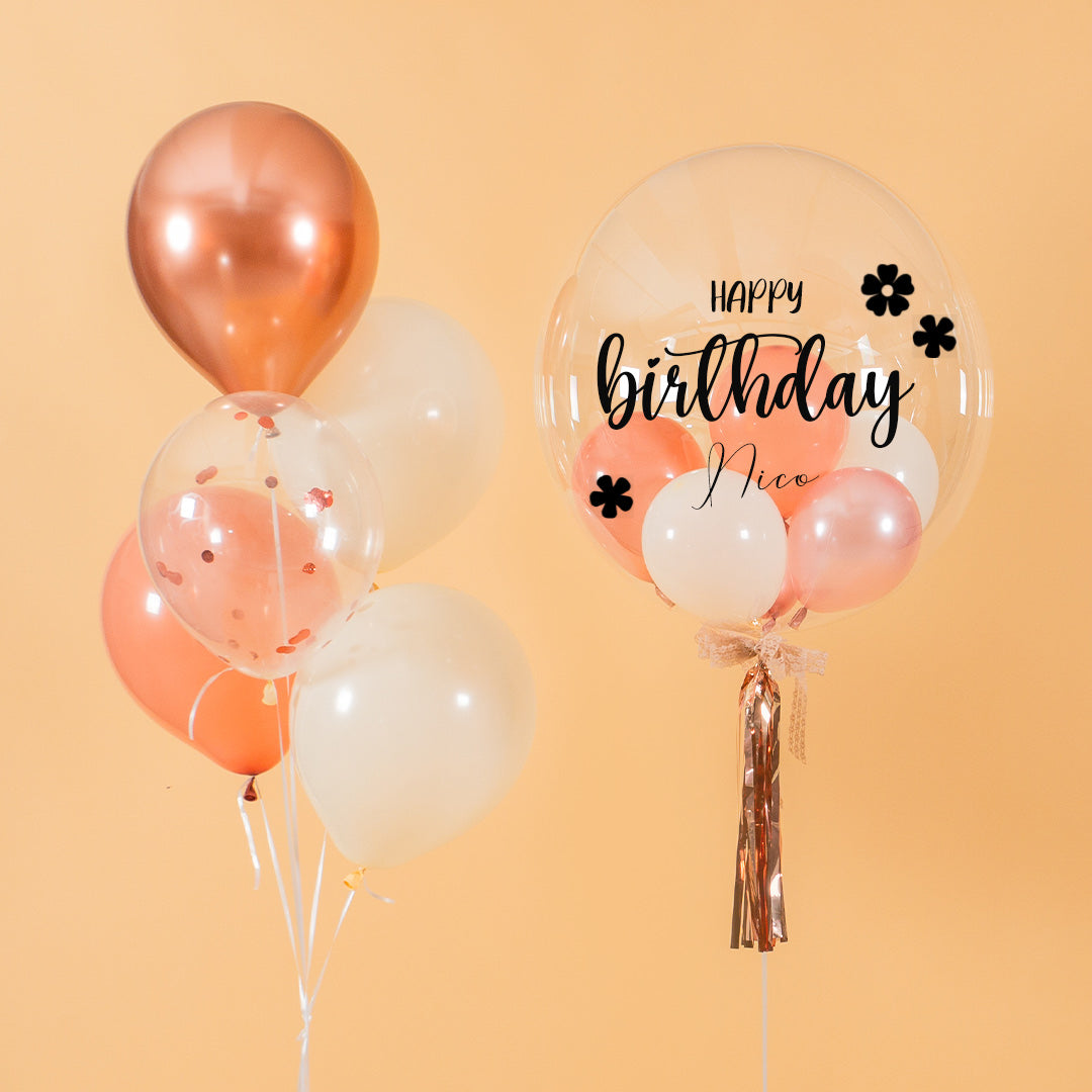 Rose Gold Helium Birthday Balloon Set