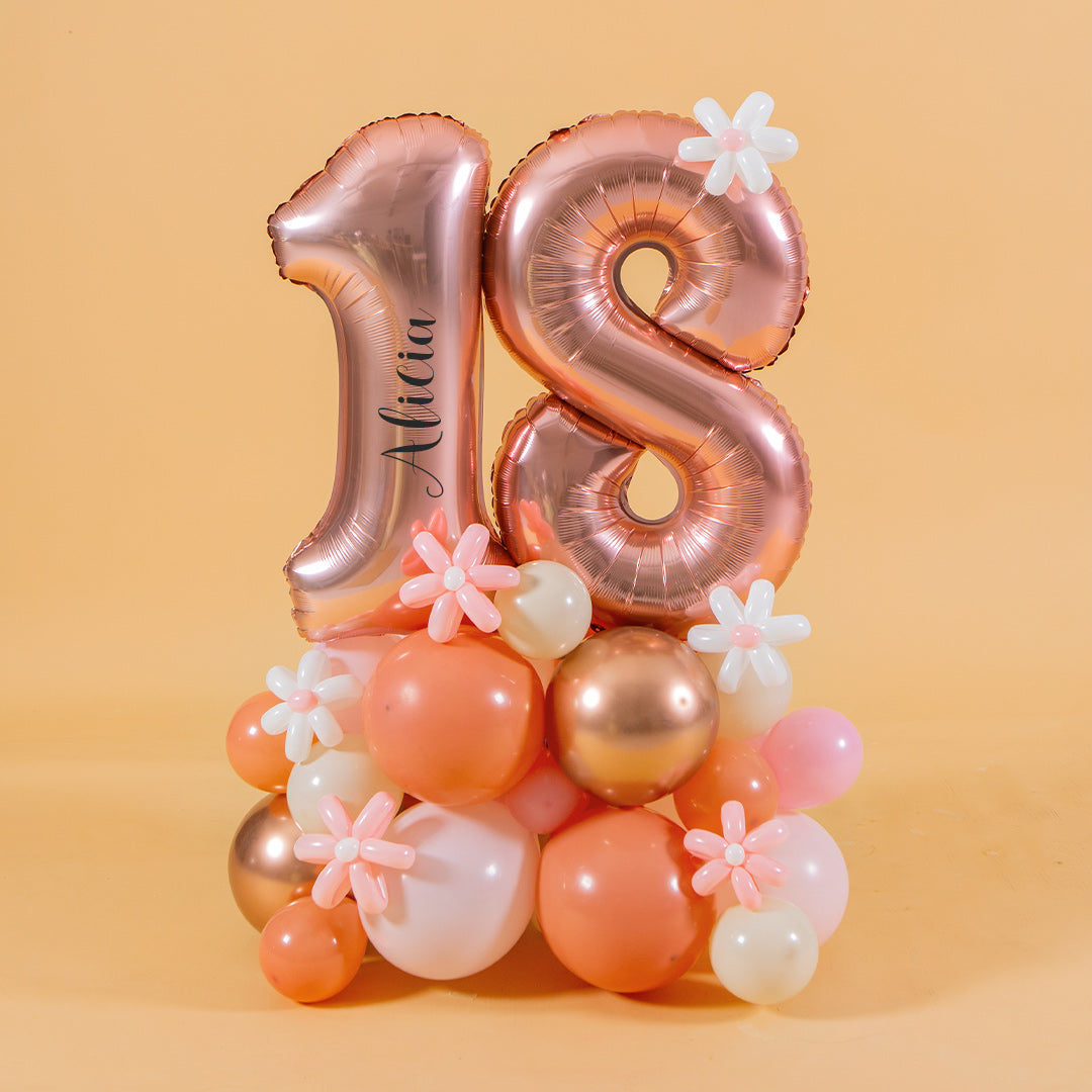 Rose Gold Marquee Number Birthday Balloon